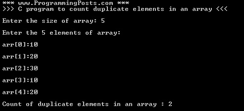 C Program To Count Duplicate Repeated Elements In An Array Programming Posts